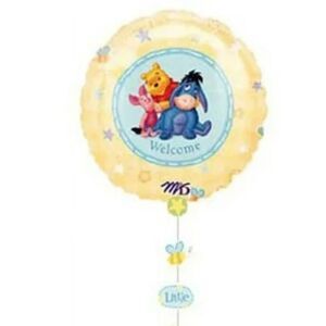 Disney Winnie The Pooh drop-a-line Jumbo Balloon "Welcome Little Star"